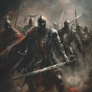 You find yourself on a grim battlefield, where ten armored knigh...