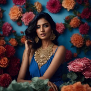 beautiful Indian woman with deep blue eyes in her mid-twenties w...