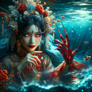 Chinese antique wedding dress，red theme，Beautiful woman with a...