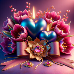 "Create a digital image of a romantic and luxurious Valentine's...