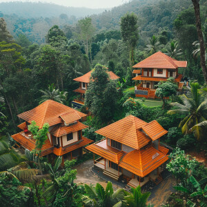 Top views of two Kerala slop roof  single floor architecture hom...