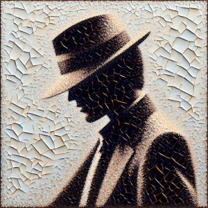Please create an abstract craquelure-style portrait utilizing bo...