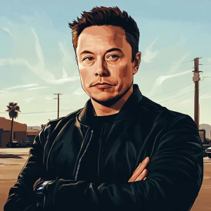 Elon Musk..Phantom ghost, in GTA San Andreas and carton style