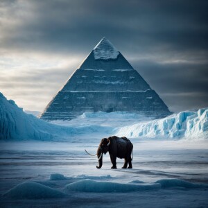 Depict a chilling apocalyptic ice age setting with a frozen wool...