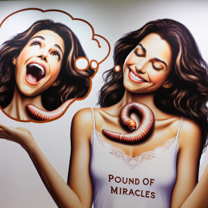 Photograph of beautiful brunette female model imitating an earth...