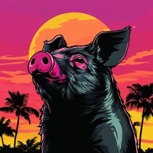 Moonpig, in the style of a Grand Theft Auto loading screen artwo...