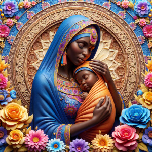 Create a 3-D realistic image of a light-skinned African-American...