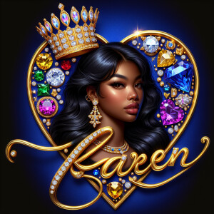 VCraft a 3-D image showcasing the name 'KAREN' in a luxurious go...