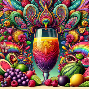 draw a glass of happy juice. make it really happy juice and rain...