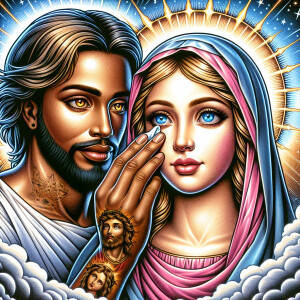 Ensure that the image distinctly represents both Jesus Christ an...