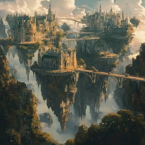 a breathtaking view of a digital fantasy art piece featuring a m...