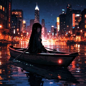 A (((vividly drawn cyberpunk))) with (long, flowing black hair)...