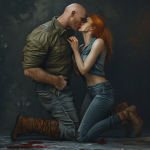 A photorealistic high resolution image. Light ginger haired fema...