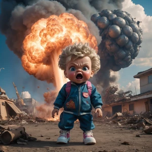 **Adam Bomb** - A Garbage Pail Kid with a mushroom cloud explosi...
