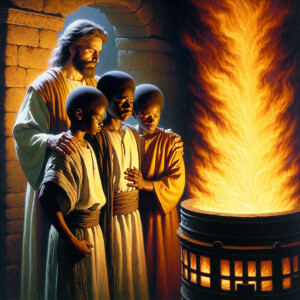 Compose an oil painting depicting three African-American boys ab...