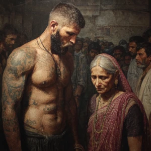 Hyperrealism painting ,a new delhi muscular beefy bearded tattoe...