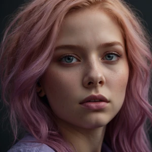 Photo of A stunning 24yo female, pink hair and purple eyes. Phot...
