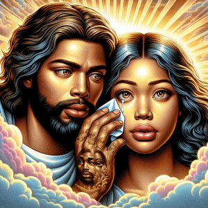 Ensure that the image distinctly represents both Jesus Christ an...