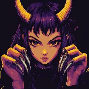 Create an 8-bit art style image of a lone girl with oversized cl...