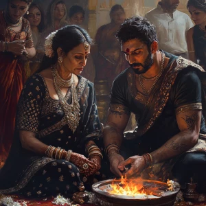 Realistic art 1:1,A sweaty  man sitting beside his mother in law...