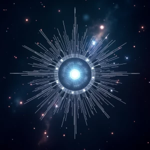 Design a cosmic-themed image highlighting futuristic vision of a...