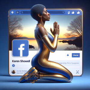 Create a 3D illustration of a realistic light skinned African-Am...