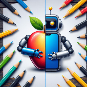 Create a realistic logo Friendship between Apple iPhone and Andr...