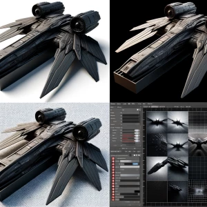 Separate the image into 4 sections. Create a black rectangular s...