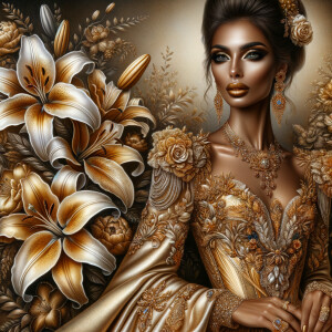 Craft an airbrushed artwork portraying a mesmerizing woman with...
