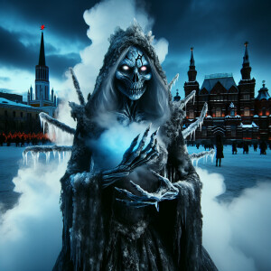 dark art menacing elsa from froze with cracked epidermis,glowing...