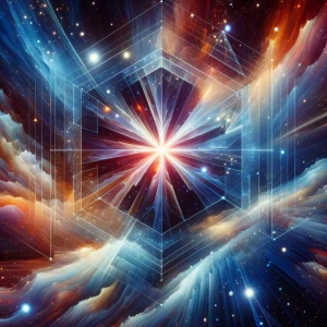 Design a professional-grade artwork of a 45-dimensional cosmic s...