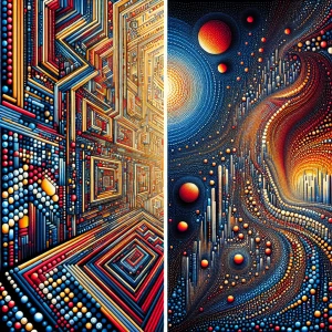 Generate a hyper-detailed abstract artwork composed of thousands...