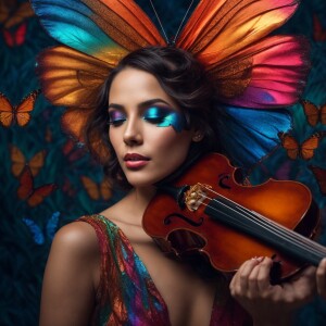 Create an image of an exceptionally stunning woman with large, i...