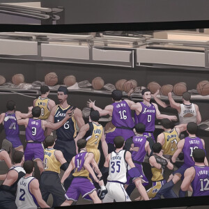 480p amateur iphone video screengrab of basketball players in th...