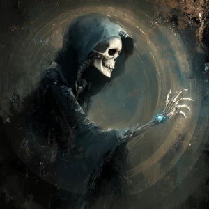 Create an image depicting an eerie, enchanted wormhole navigator...