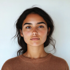 Portrait of a 19-year-old Mexican woman from Nevada with a clean...
