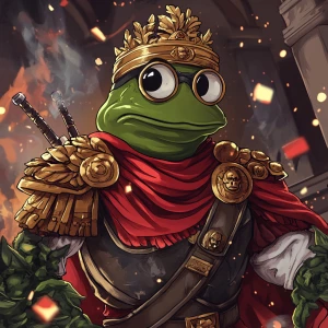 Pepe the Frog in carton style dressed as an ancient Roman empero...
