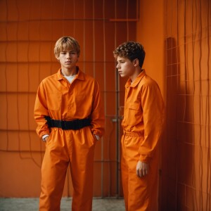 ultra realistic, award winning photo of Two Caucasian males, age...