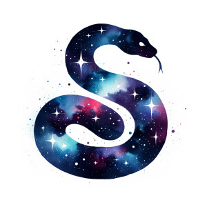 Outer space cosmic watercolor filled animal silhouette, on a bla...
