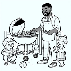 Simple lines, coloring, book, bold lines thick lines A man stand...