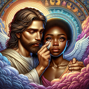 Ensure that the image distinctly represents both Jesus Christ an...