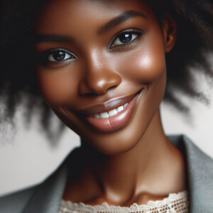 Create a beautiful Afro African woman with a beautiful smile