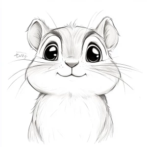 A cute chipmunk facing forward with expressive eyes, full body,...