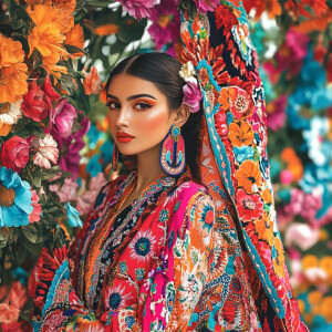 The image features an individual wearing a brightly colored trad...