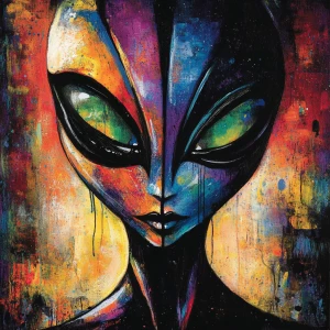 Create an image of a female alien with a distinctive, otherworld...