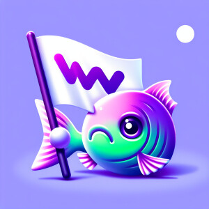 Cute and realistic Purple and neon green piranha
Holding a white...
