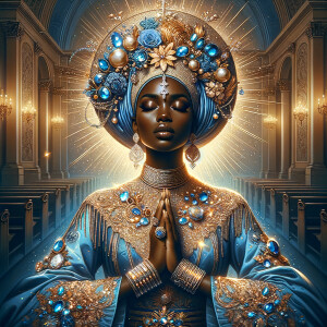 Create an illustration that embodies spirituality and a deep con...