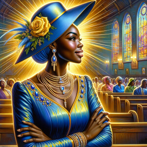 A spiritually enriching illustration portrays an African America...