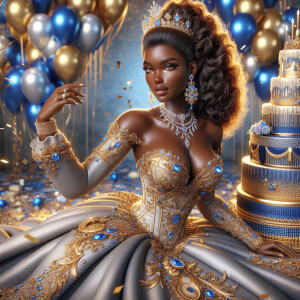 Create a 3-D realistic image of an African-American woman with c...