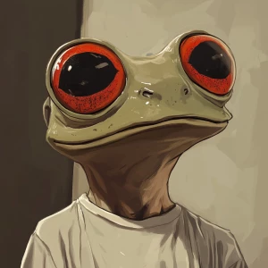 PEPE meme.with big red eyes, in GTA San Andreas and carton style